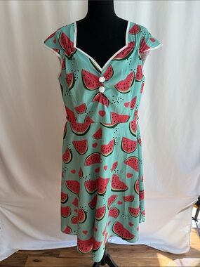 Women’s Mint Watermelon Print Midi Dress